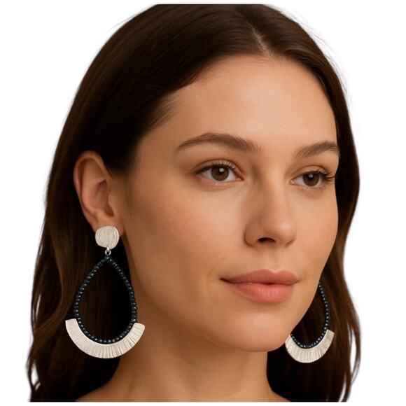 Marlyn Schiff Teardrop Shape Beaded Dangle Drop Earrings - Picture 1 of 4